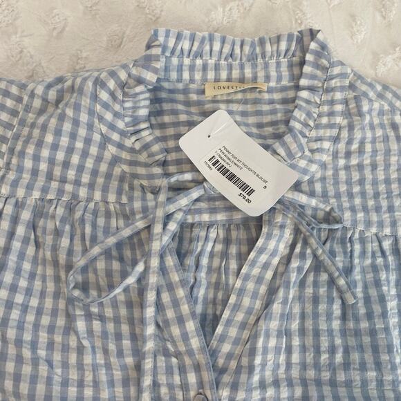 Lovestitch Felicity Flutter Sleeve Top Womens Size Small Gingham 100% Cotton - Picture 5 of 5